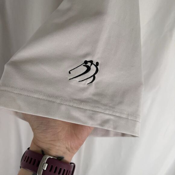 FootJoy Polo Men's Large White Blue Striped Short Sleeve Collared Stains - Picture 6 of 13